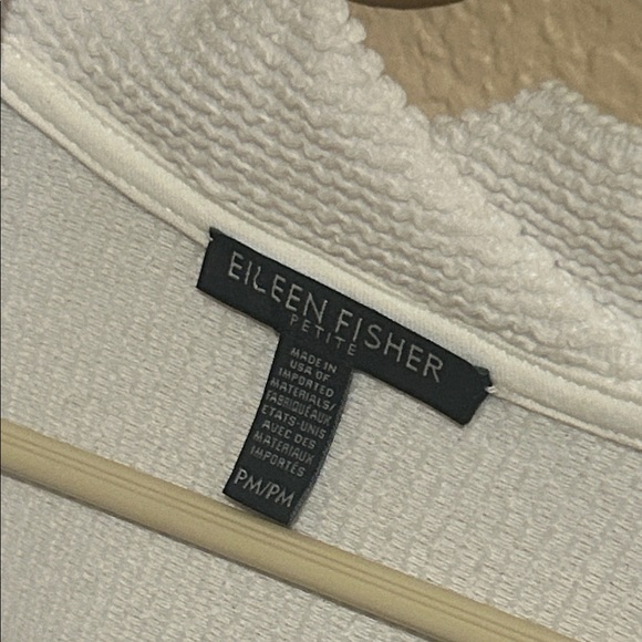 Eileen Fisher Kimono White Organic Cotton Open Front Textured - Picture 2 of 4